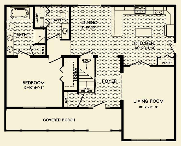 Somerville 2238 Square Foot Cape Floor Plan
